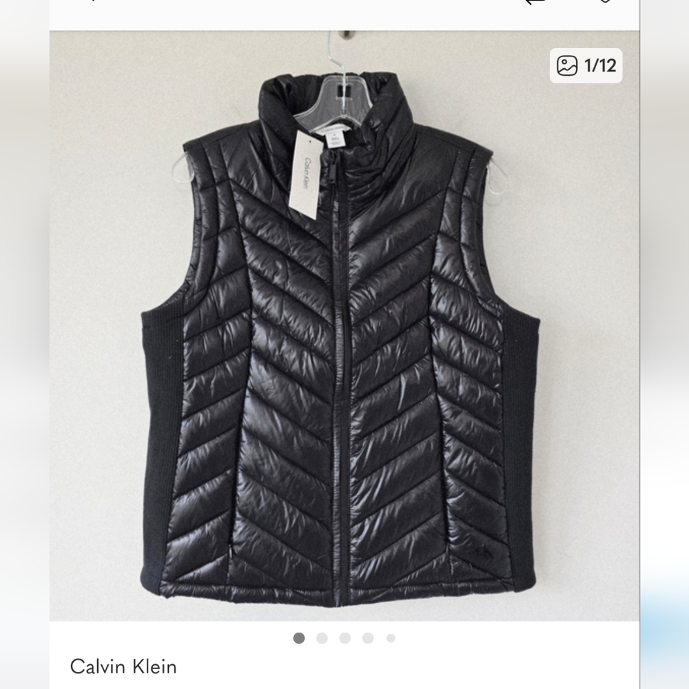Calvin Klein Quilted Puffer Vest Womens Bkack XL NWT